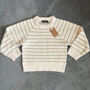 Monoprix Cream and Gold Striped Pullover Sweater